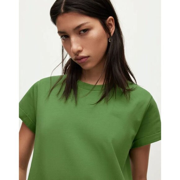 ALL SAINTS Anna Maxi T-Shirt Dress Modern Cotton Side Slits Shapeless Green US 4 - Picture 4 of 14